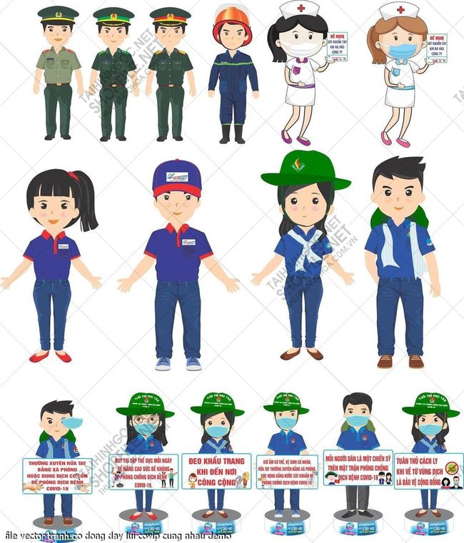 file vector tranh co dong day lui covip cung nhau